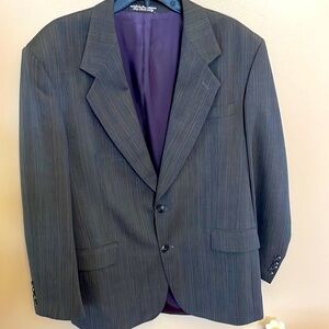 GIANFRANCO RUFFINI  100% wool suit blazer jacket grey quite plaid pattern 42R